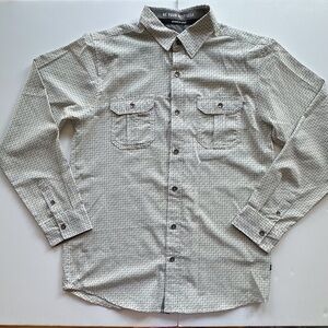 Kenneth Cole black white geo print long sleeve button down shirt men’s 14/16‎